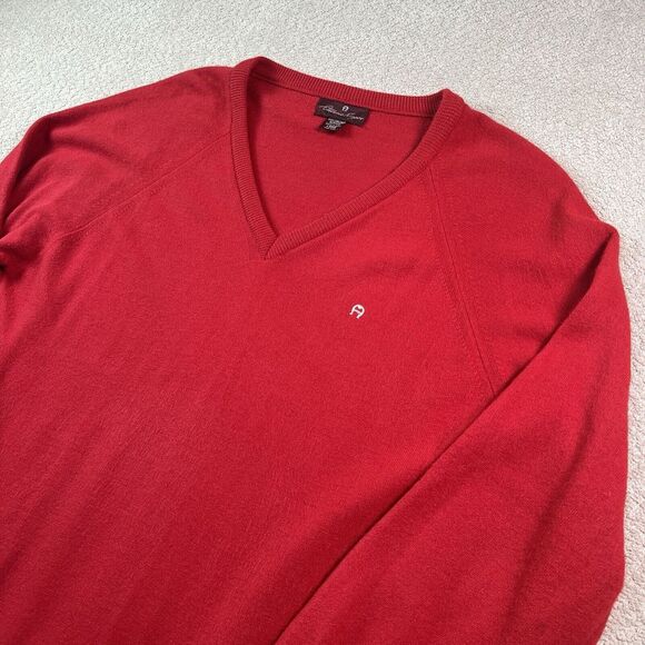 Etienne Aigner VTG V-Neck Sweater Mens Large Red Made in USA 100% Orlon Acrylic - Picture 7 of 10